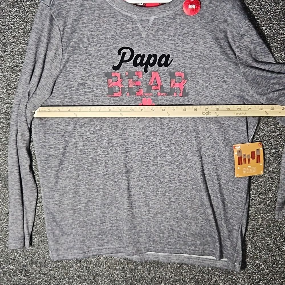 NWT Let's Get Cozy Large Pajama Top Men's "Papa Bear" Print Black Top Only - Picture 10 of 12